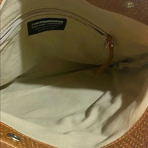 Gianni chiarini texted brown leather shoulder bag - Picture 10 of 11